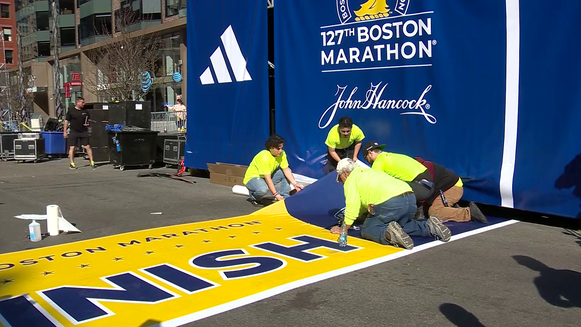 Iconic Boston Marathon Finish Line Applied To Boylston Street   Boston Marathon Finish Line Laid 2023 643813a855b1c 