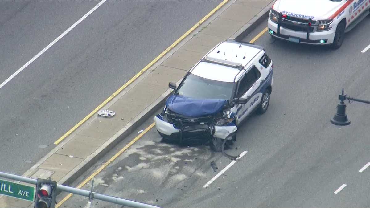 Boston police officer injured after cruiser, sedan involved in crash in ...