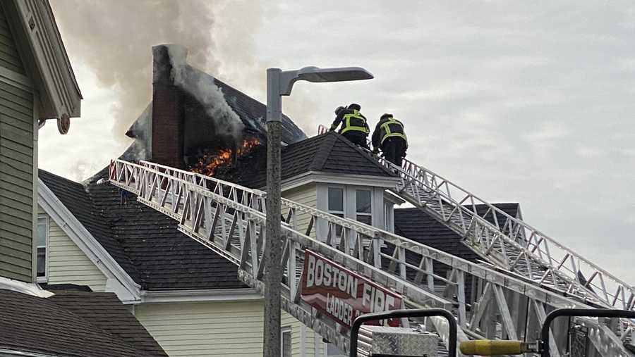 Crews battle a fire on Maxwell Street