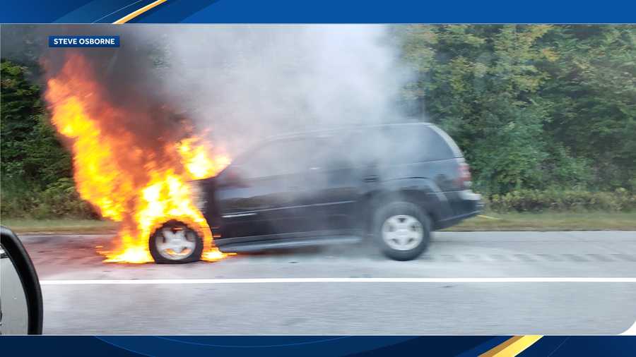 Car fire slows traffic on Interstate 93 in Bow