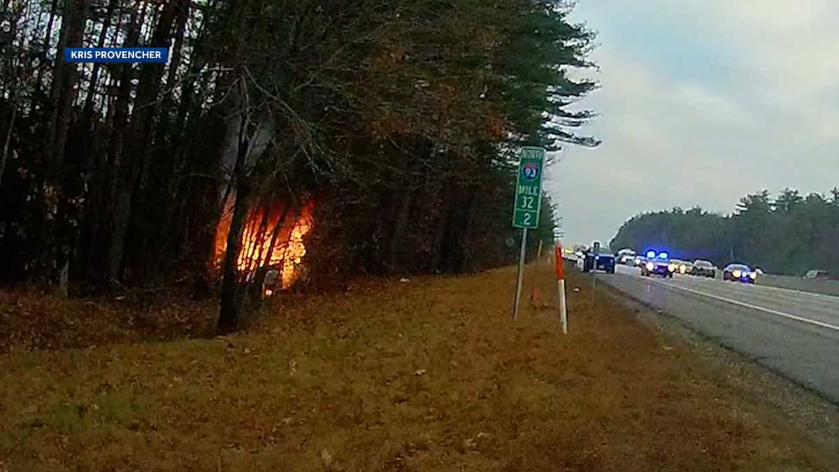 Police Ammunition in vehicle explodes in fiery I93 Bow crash