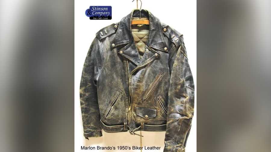 Stinson & Company Marlon Brando personally owned black leather biker jacket
