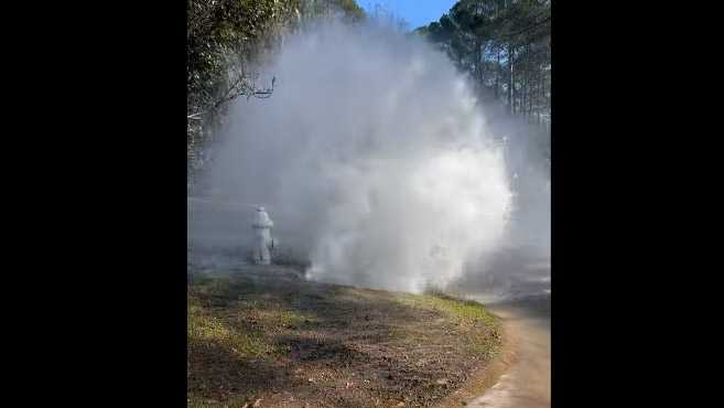 Broken water main shoots water into the air in Brandon neighborhood