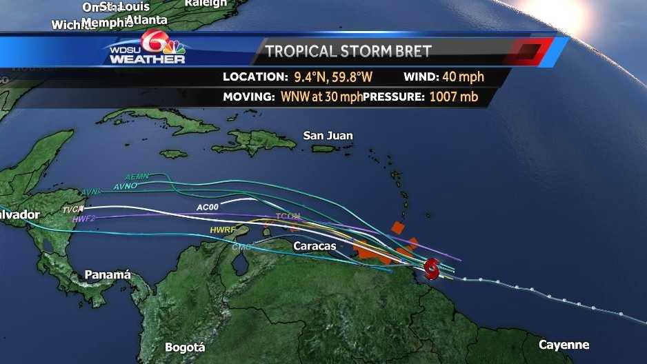 Tropical Storm Bret forms off coast of northern South America