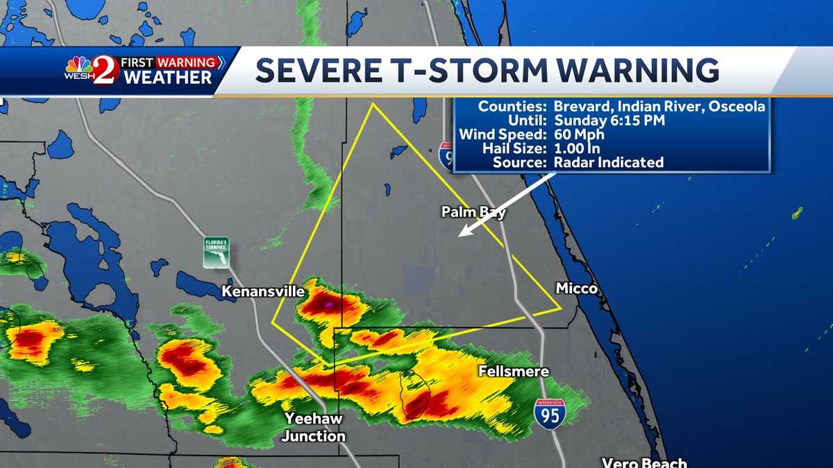 Severe thunderstorm warning issued for Brevard and Osceola counties