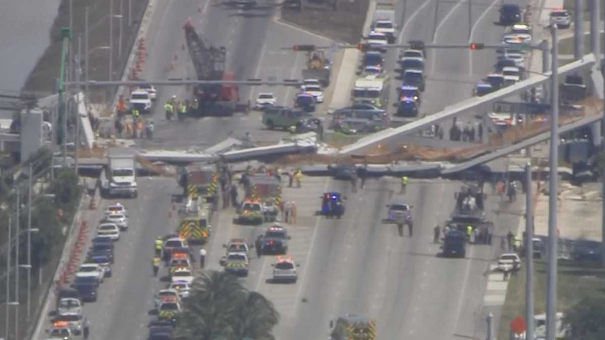 Several dead after pedestrian bridge collapses in Miami