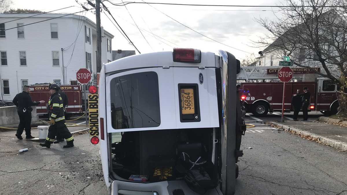3 children taken to hospital after crash involving school van in Brockton