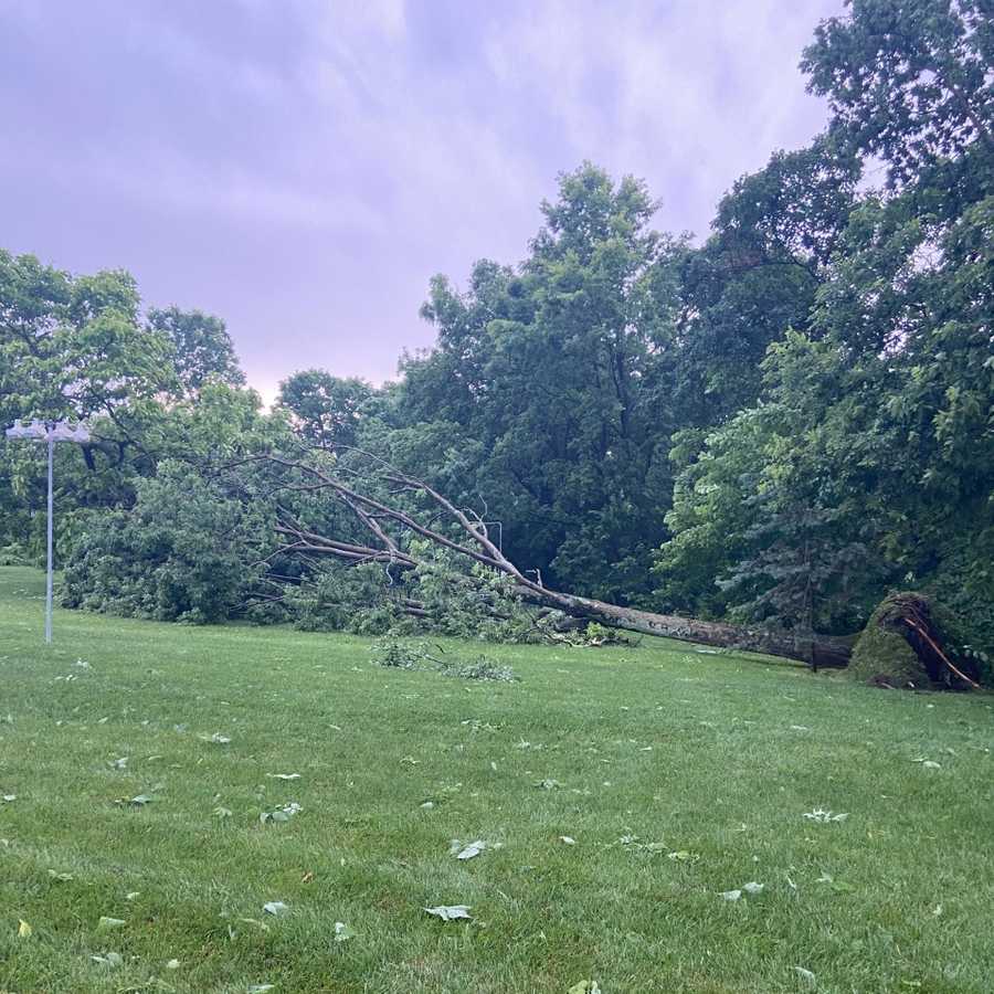 Severe storm damage in Brookville, Indiana.