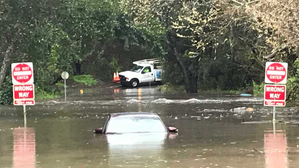 Vehicle stuck in high water on Santa Cruz road; Flash flooding a concern