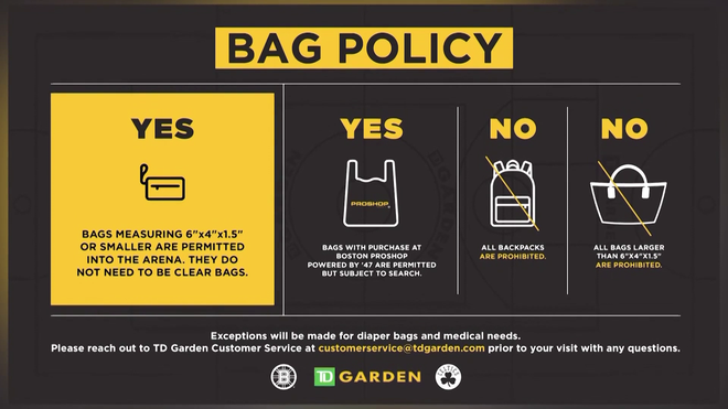 Bruins Celtics new bag policy