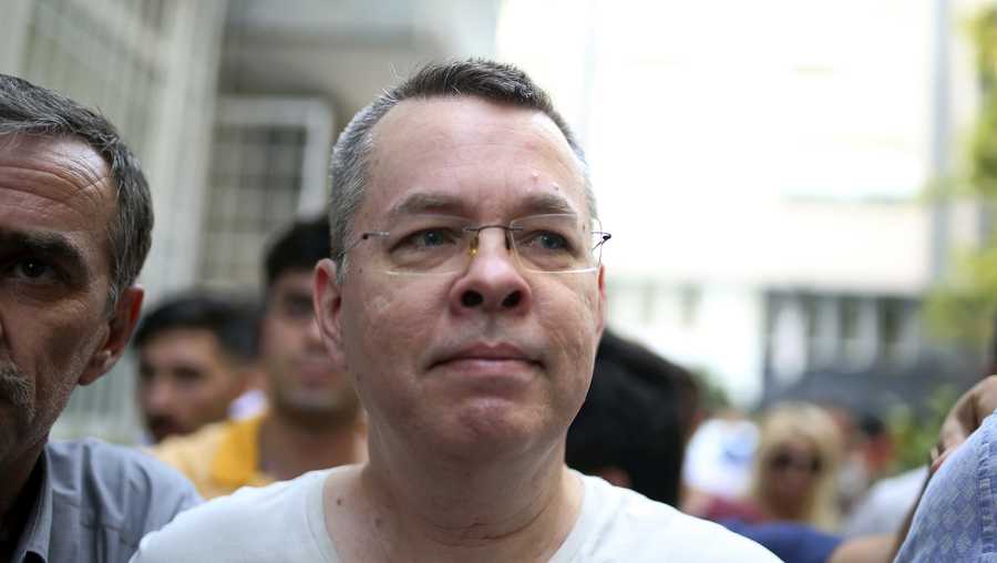 Andrew Craig Brunson, an evangelical pastor from Black Mountain, North Carolina, arrives at his house in Izmir, Turkey, Wednesday, July 25, 2018.