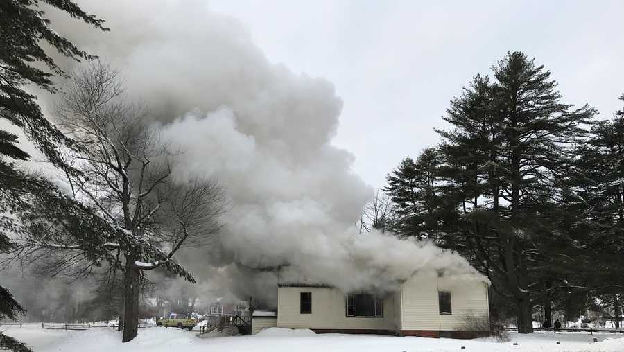 Crews on the scene of house fire in Brunswick