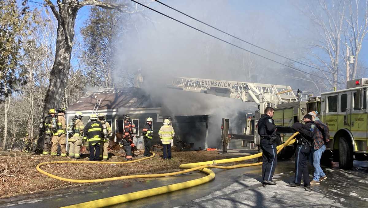 Brunswick, Maine Multiple crews battle fire on Coombs road