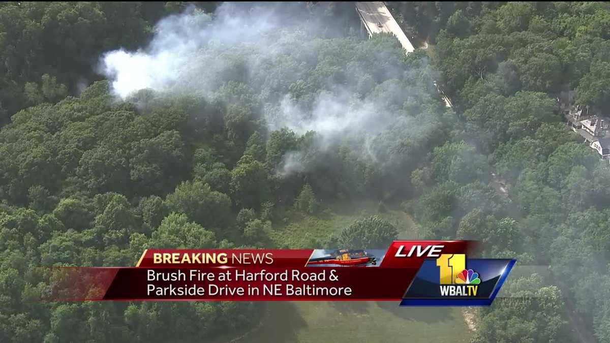 Firefighters battle brush fire at Herring Run Park