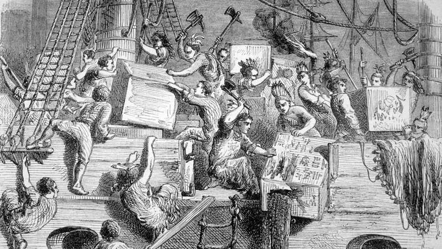 Illustration of the Boston Tea Party