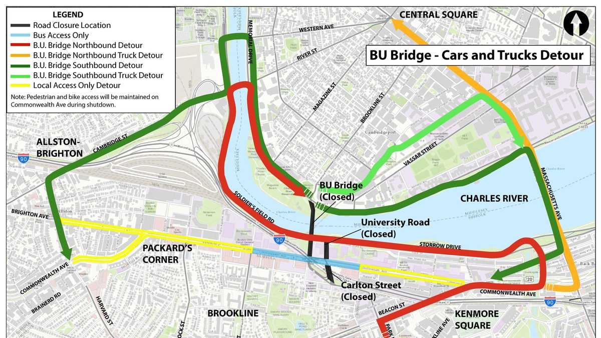 Comm. Ave Bridge project detour plans, maps