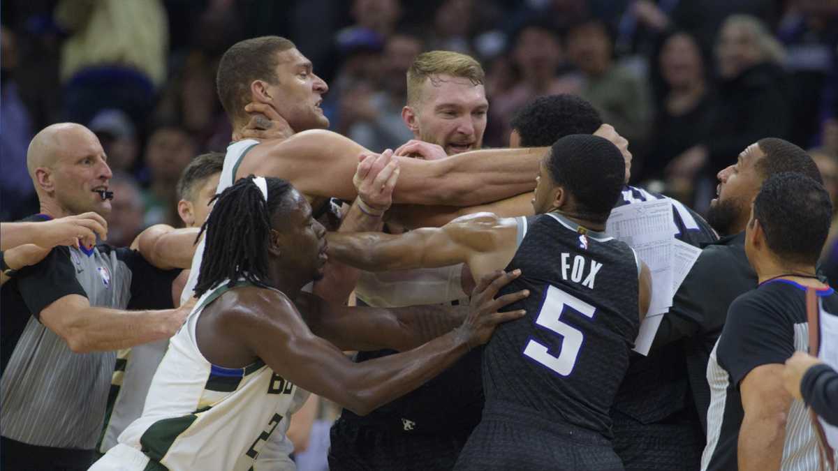 Lopez was ejected after a fight at the end of a Bucks game in Sacramento