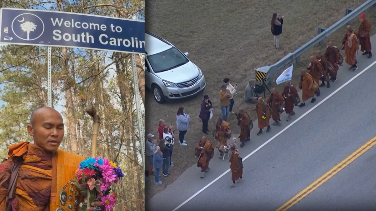 Buddhist monks arrive in South Carolina, continuing their walk for peace