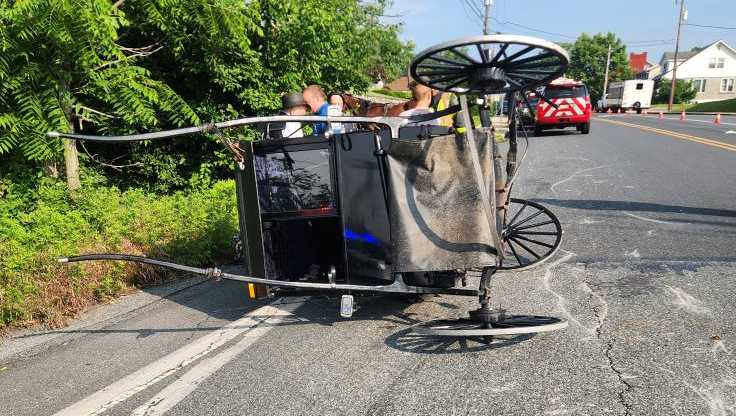 Horse and buggy overturns after being hit by vehicle, fire company says