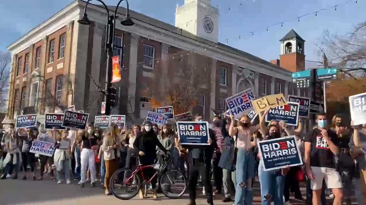 Streets of Burlington erupt with celebration following Biden's victory