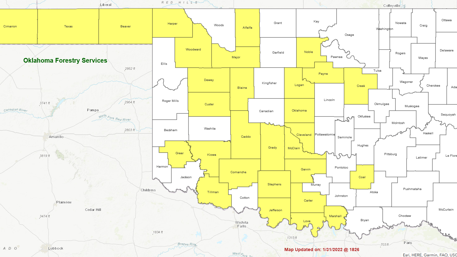 Burn Ban Oklahoma Map - Robin Christin