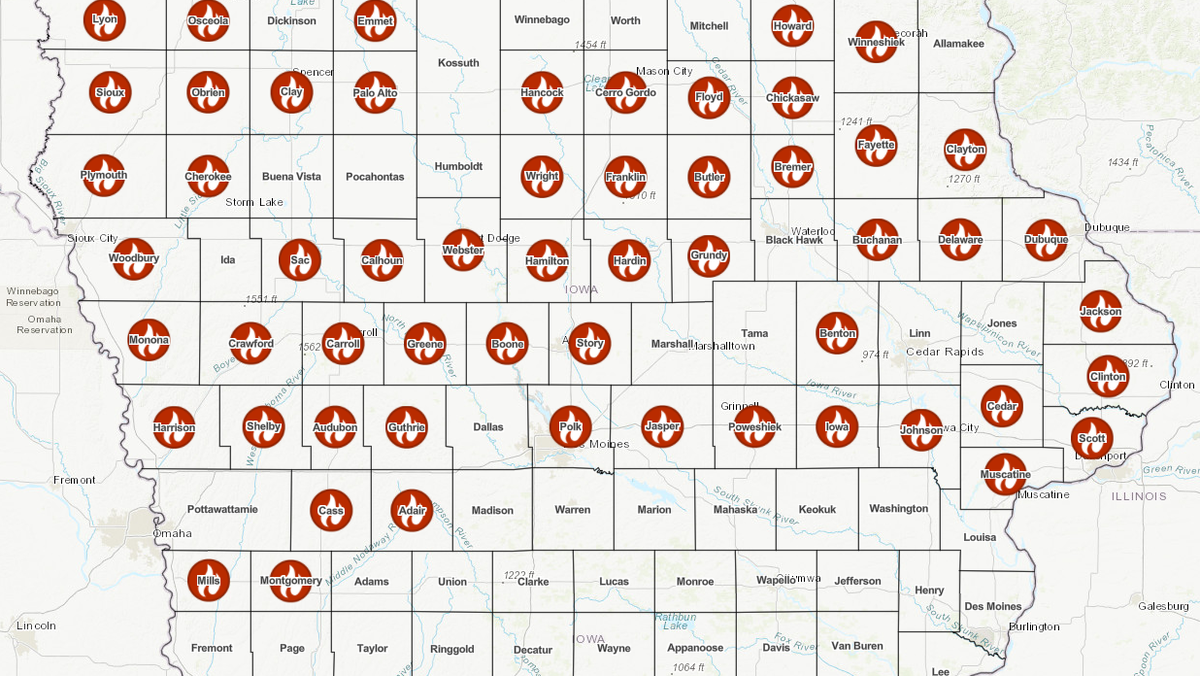 Exploding Tree Risk Map Iowa Iowa weather: Dry conditions continue, elevating fire risk