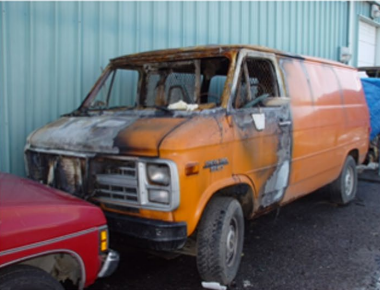 Burned-out van