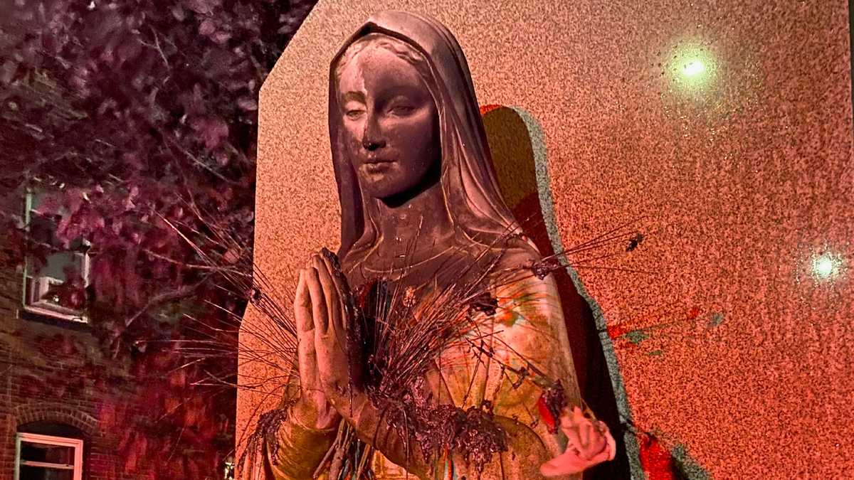 Virgin Mary statue set on fire at Boston church, officials say