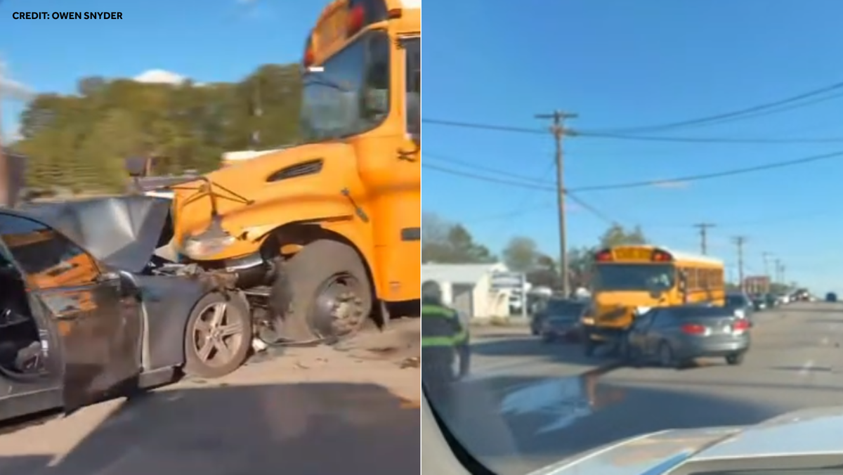 Dispatch: Crews respond after vehicle collides with school bus in ...