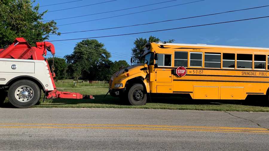 springdale school bus involved in accident monday, aug. 23. police said no kids were on board.