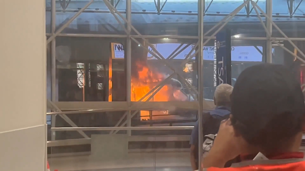 Parking shuttle bus catches fire outside BWI-Marshall Airport