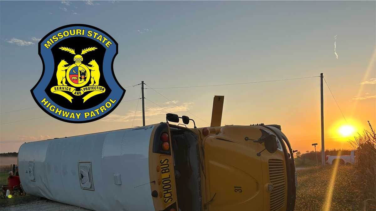 5 students, 1 adult hurt after truck crashes into school bus near Columbia, Missouri