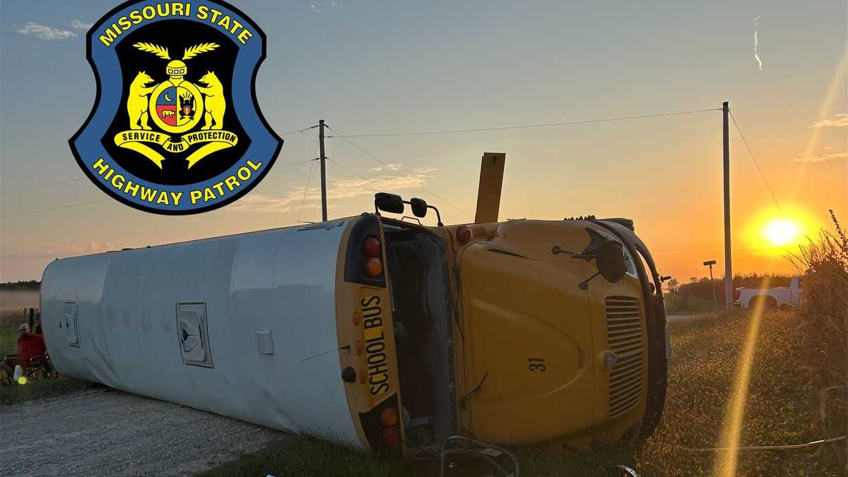 5 students, 1 adult hurt after truck crashes into school bus near Columbia, Missouri