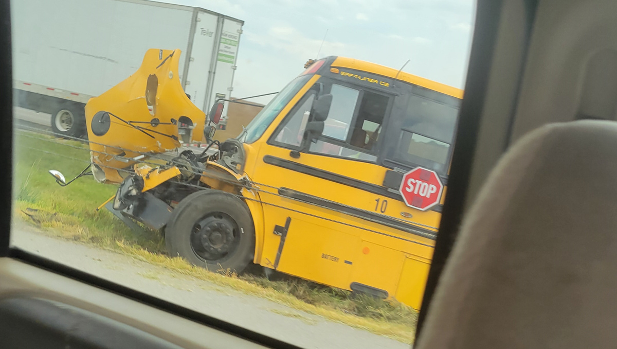 Iowa school bus crashes into semi-trailer on Interstate 80