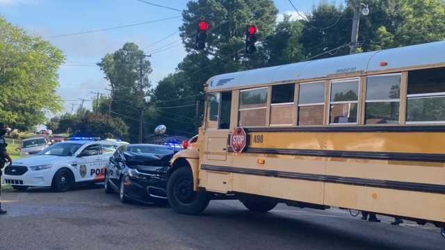 Students experience scary morning after school bus crashes into vehicle