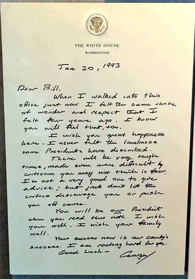 Here S The Letter George H W Bush Wrote To Bill Clinton After Losing In 1992 Here S The Letter George H W Bush Wrote To Bill Clinton After Losing In 1992
