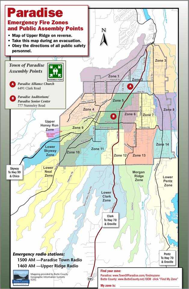 Butte County Evacuation Zone Map