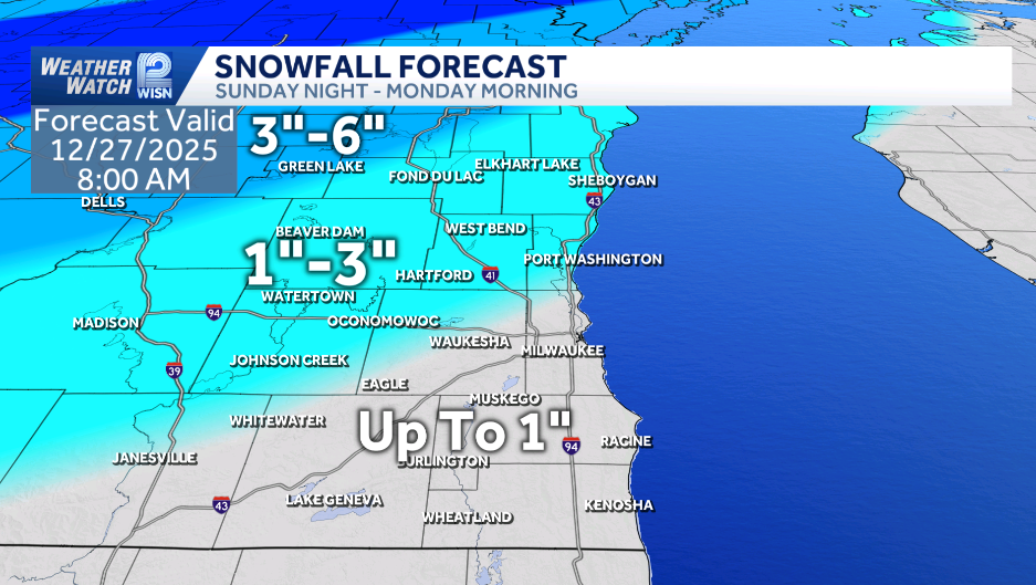 Sunday Rain, Wind, then Snow for SE Wisconsin