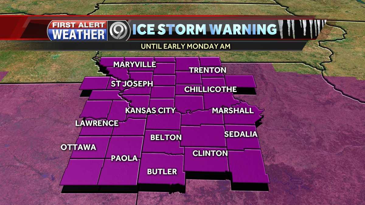 Ice storm warning in effect as storm moves toward Kansas City