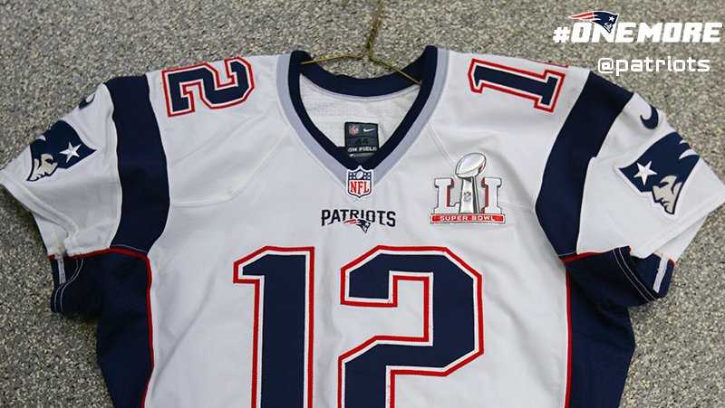 Super Bowl LI field is painted and patches are applied to jerseys