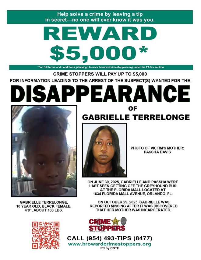missing child alert gabrielle terrelonge