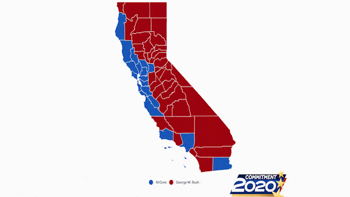 Election 2020 How California Has Voted For President In The Past