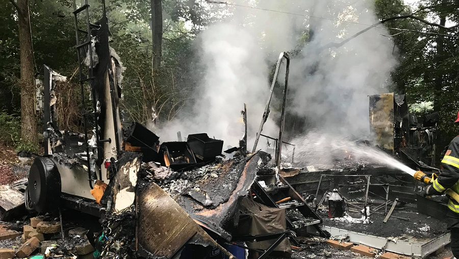 Crews battle camper fire with explosion in Lancaster County