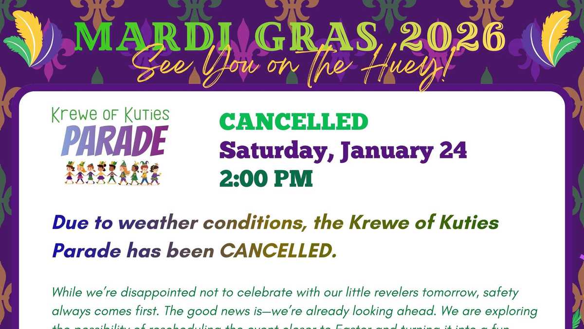 Krewe of Kuties parade cancelled due to rain, cold weather concerns