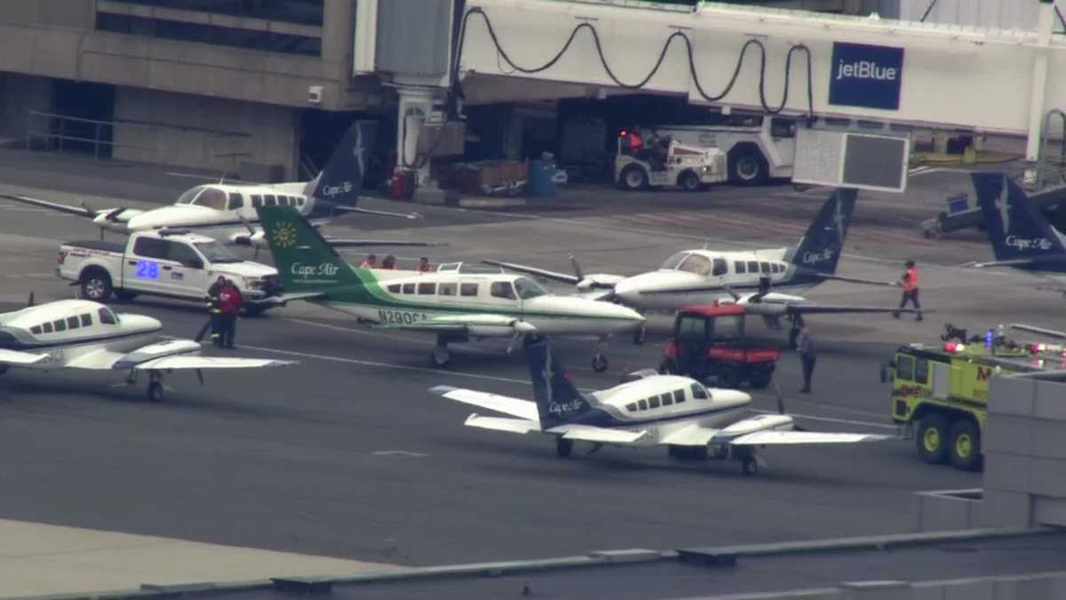 Airplane's wing hits nose of another aircraft at Boston's Logan Airport