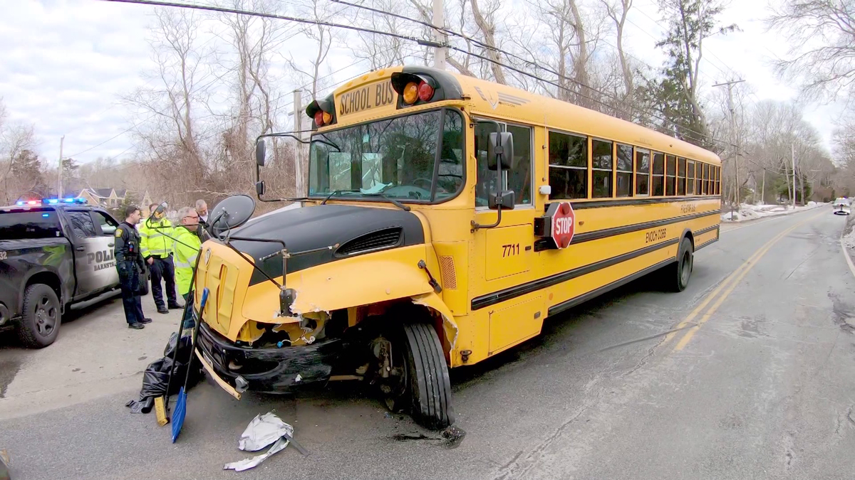 School bus with students aboard collides with car in Centerville