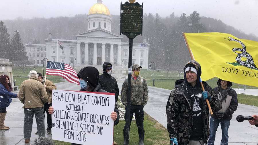 Small group protests 'stay home, stay safe' order at State Capitol