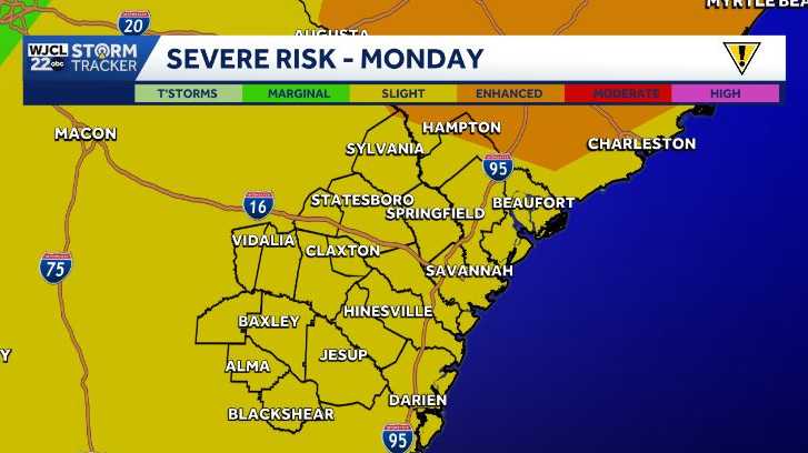 Severe weather possible across Southeast Georgia and the Lowcountry on Monday
