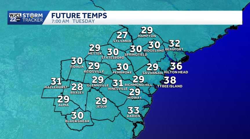 Another cold start on Tuesday for Southeast Georgia and the Lowcountry ...