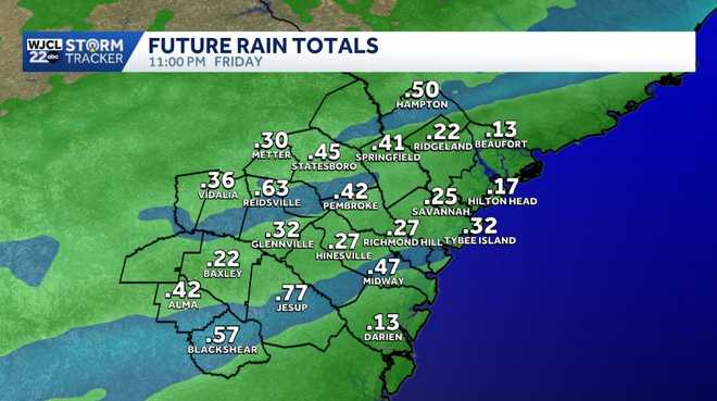 Rainy end to the work week for Southeast Georgia and the Lowcountry